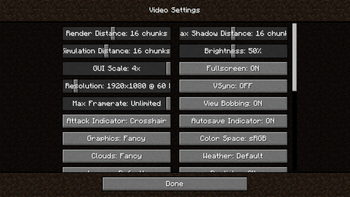 Video settings
