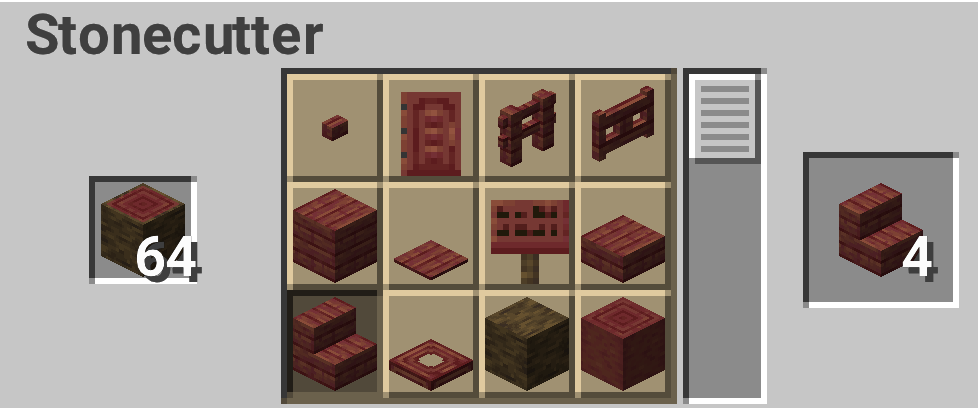 The Stonecutter can be used to create all wood produces at the same price, or a very small discount (in this case, 1 log = 4 planks = 4 stairs, crafting table would use 6 planks).