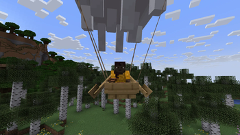 Flying in a boat leashed to a Happy Ghast