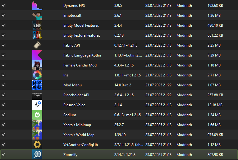 Mod List