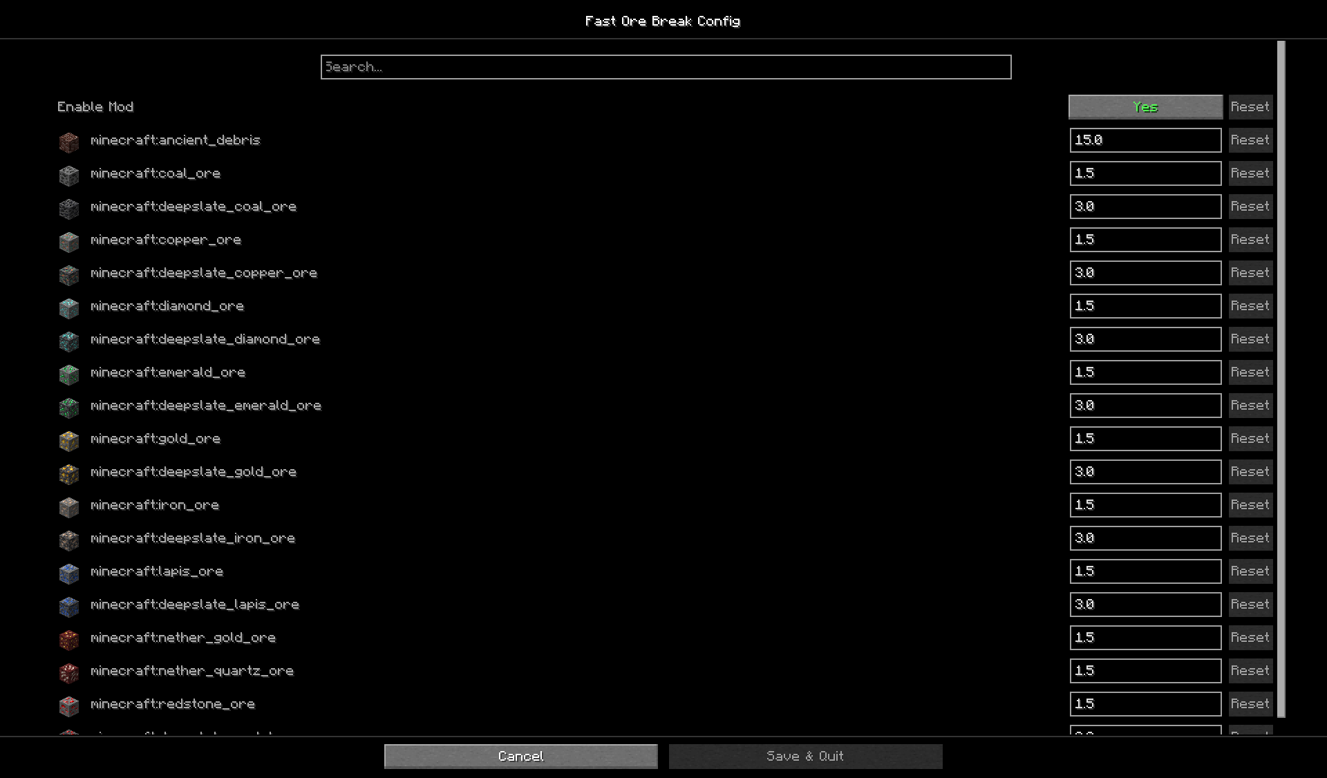 Configuration Menu