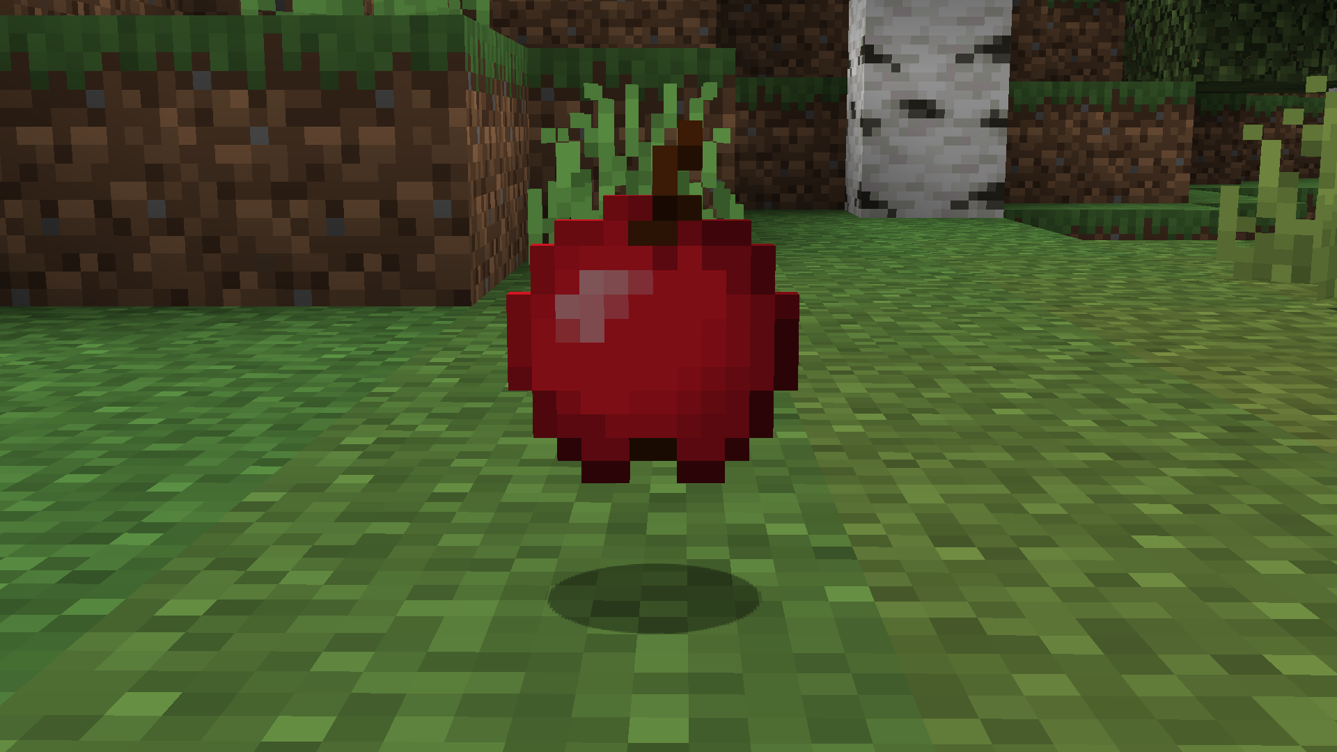 Apple item with the old texture thrown on the ground