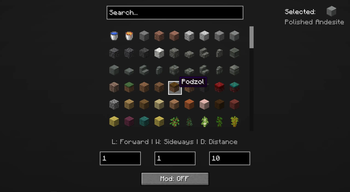 English version of the menu with the selected block