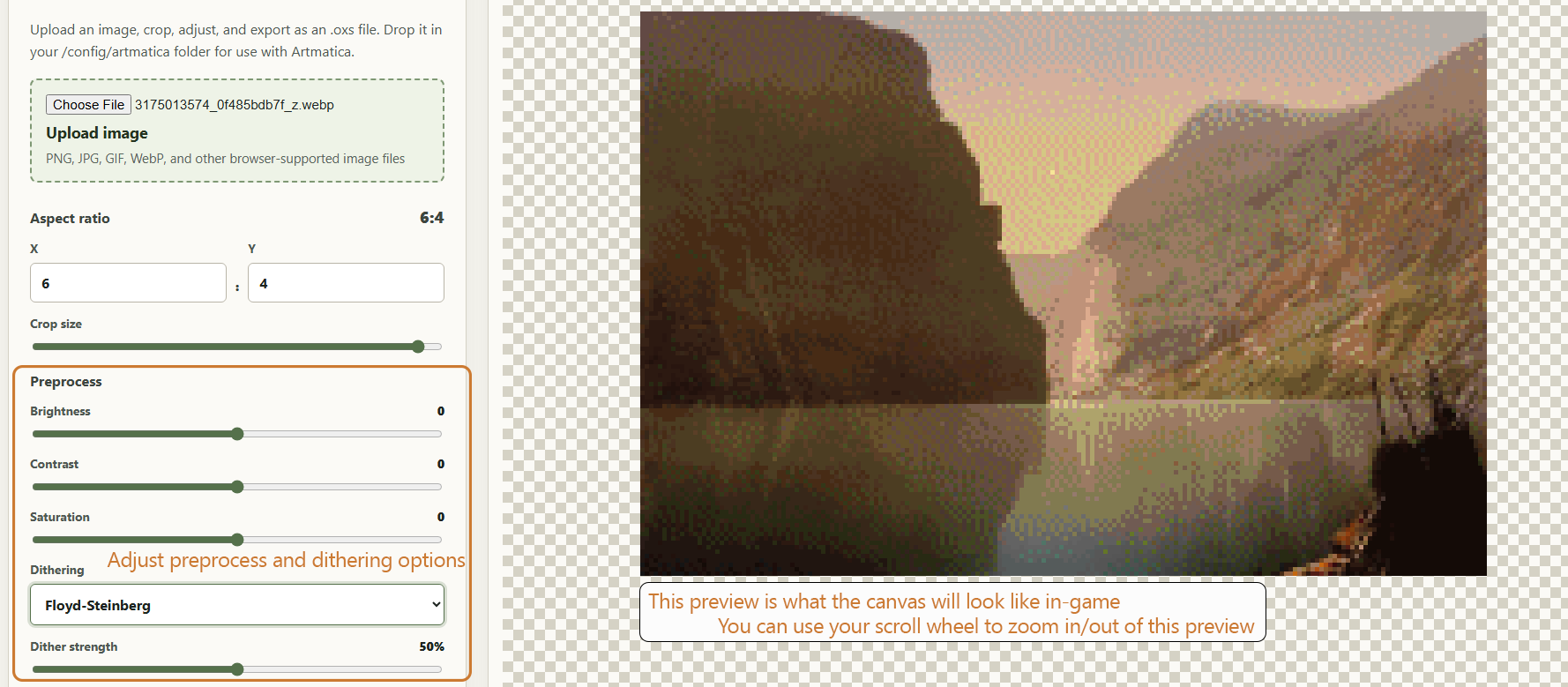 Adjust Preprocess Settings