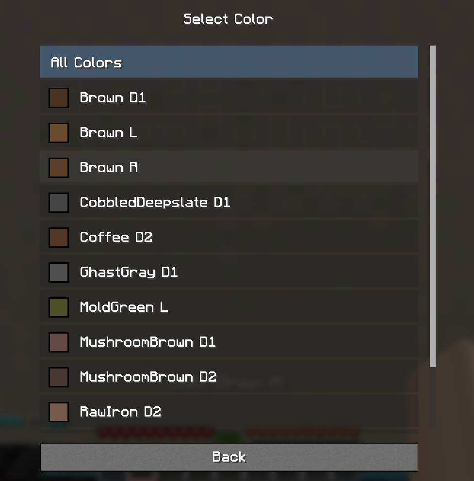 Open Color Selection Screen