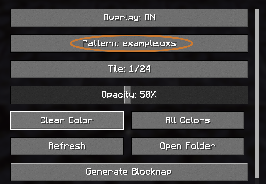 Open Pattern Selection Screen