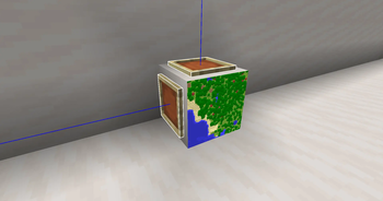 Map on a block with item frame hitbox visible