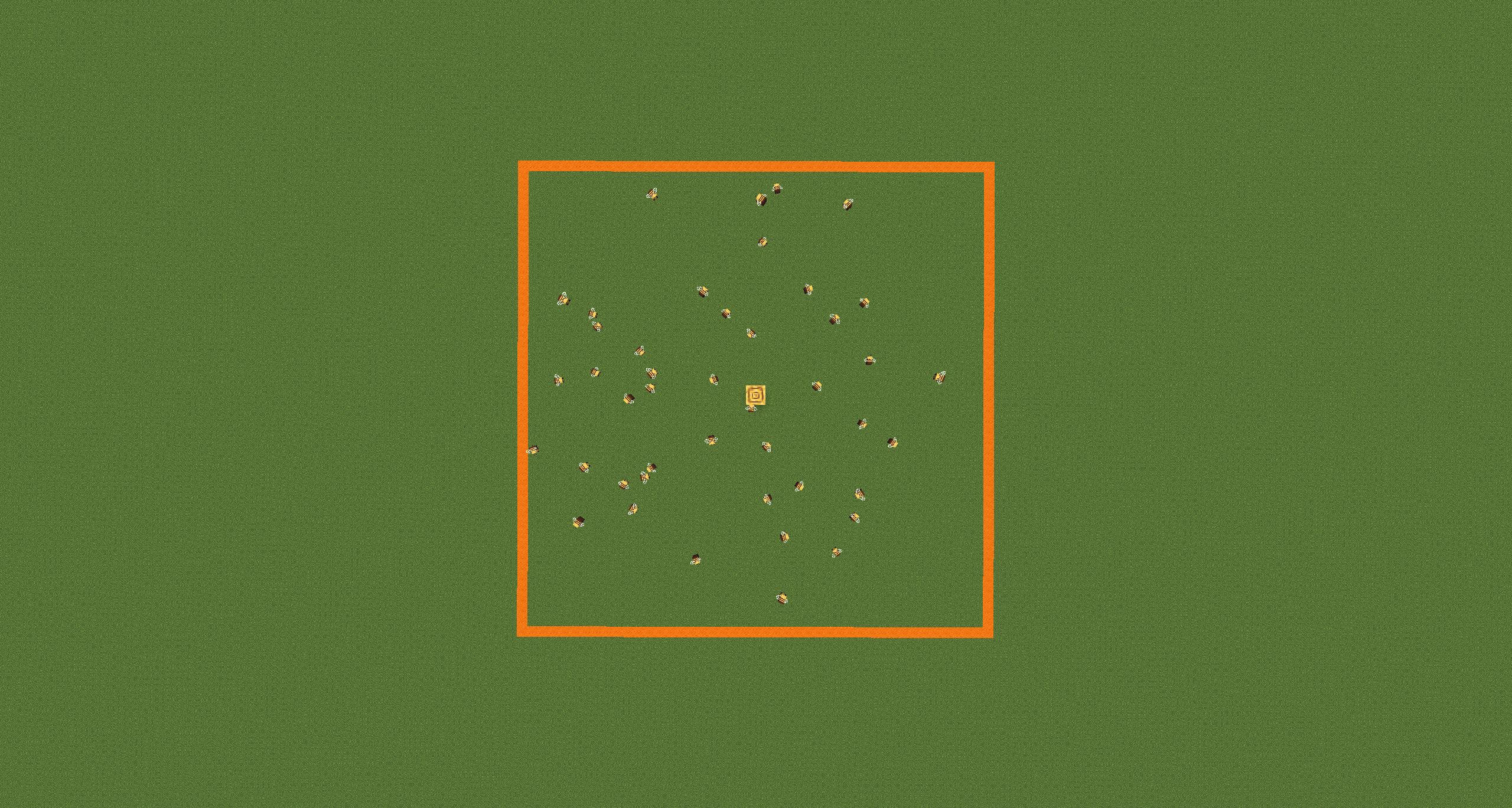 Bees will ONLY wander in a 22 block radius around their hives looking for any nearby flowers as officially intended, but with no caveats! If they exit this range for any reason, they will do their best to path back. Pack in screenshot is Brush-Up! 