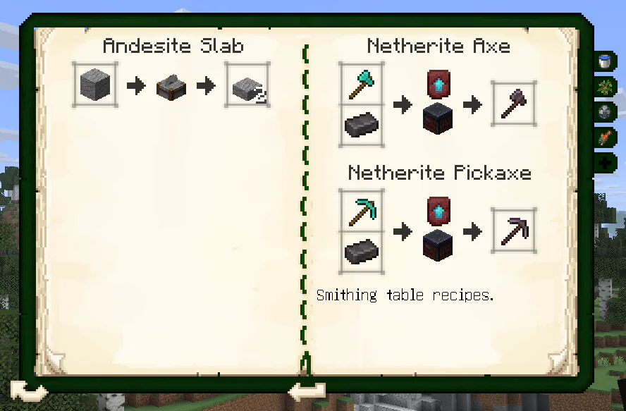 Stonecutting and Smithing Recipes