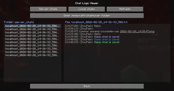 Chat Log Menu