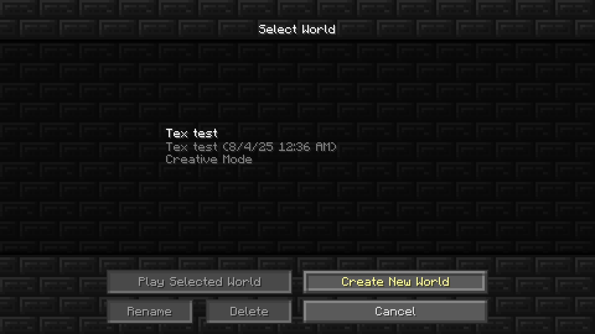 Singleplayer Menu