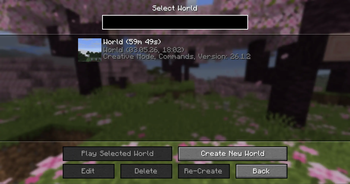 World selection screen