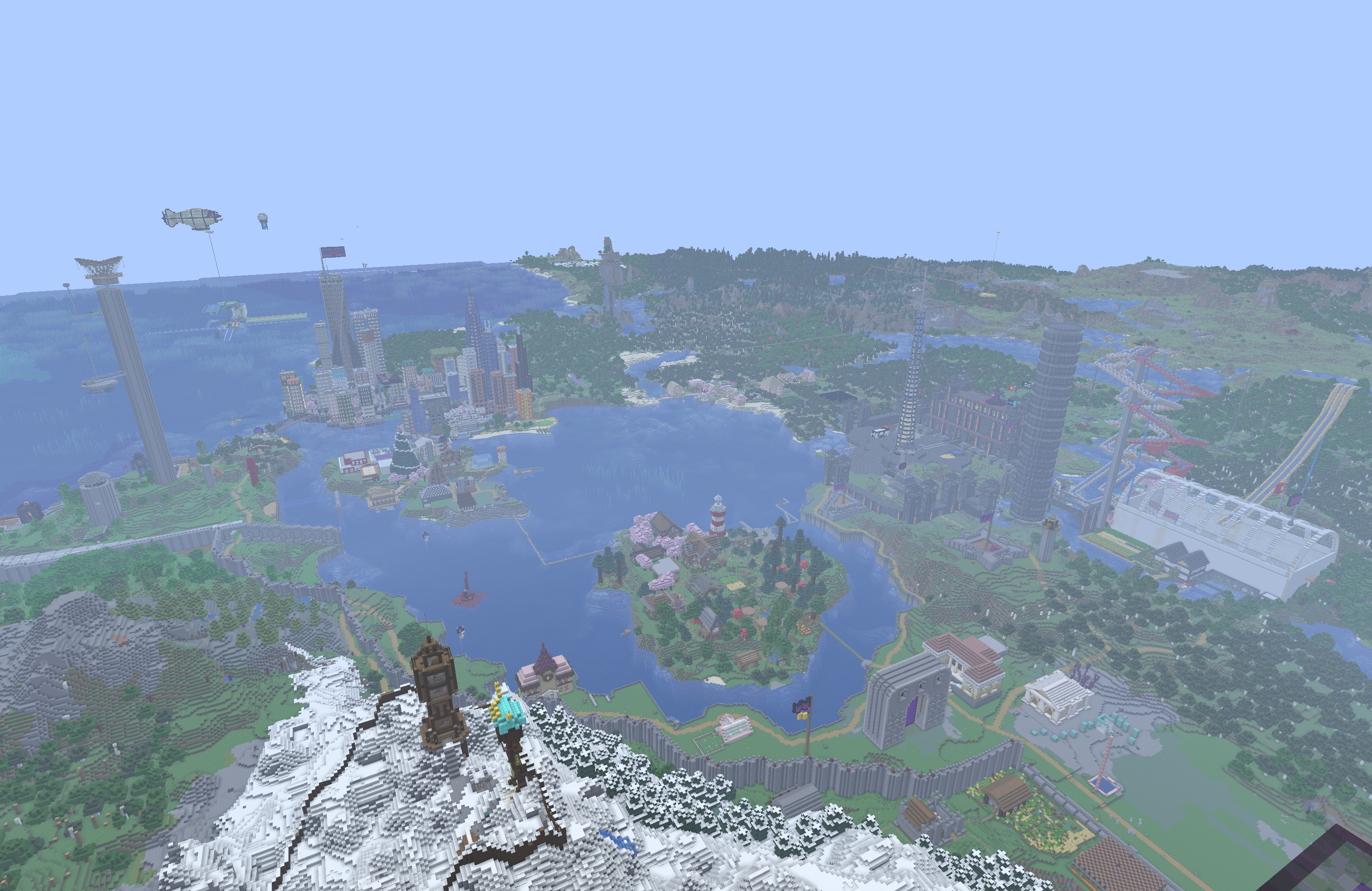 Photo of a Minecraft world with very high render distance