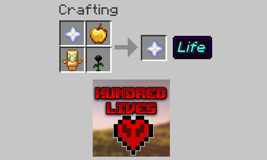 Life Crafting Recipe: nether star, golden apple, totem of undying, wither rose.