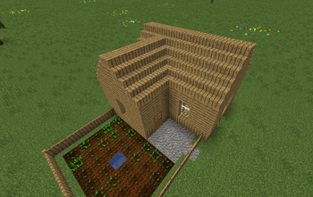 How a roof and inner corners made with vertical stairs look like