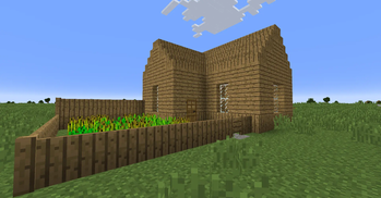 Simple house made with vanilla and mod's planks (Programmer art)