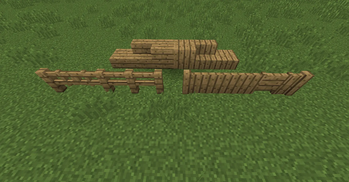 Comparison between vanilla planks and fence and the ones added i