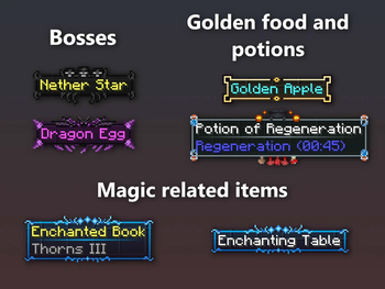 Tooltips for boss-related items, magic-related items and potions