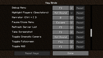 Key Binds Menu