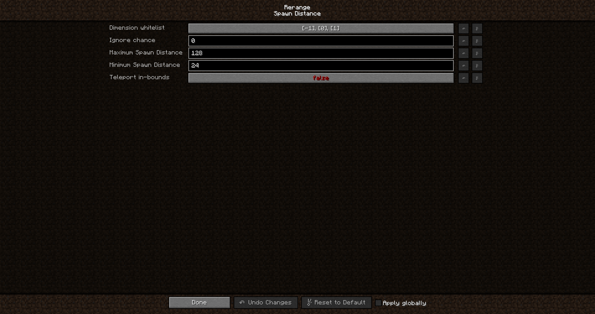 Spawn Distance Configuration