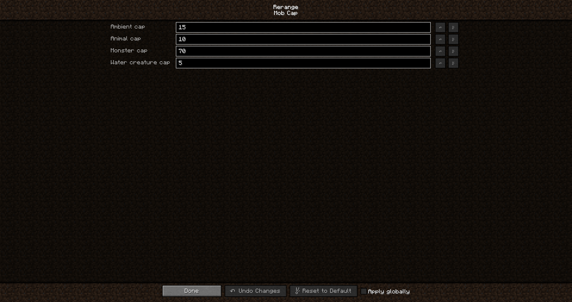 Mob Cap Configuration