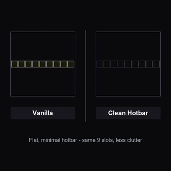 Clean Hotbar — Flat Minimal HUD - before / after