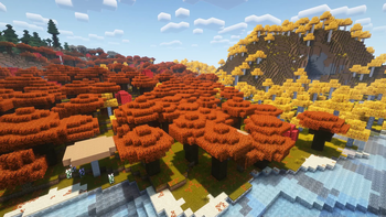 Yellow grass, Regular birch + shaders
