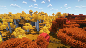 Orange grass, Regular birch + shaders