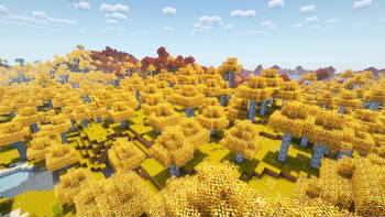Yellow grass, Regular birch + shaders