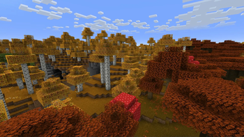 Orange grass, Regular birch + shaders