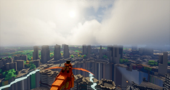 Charizard over city