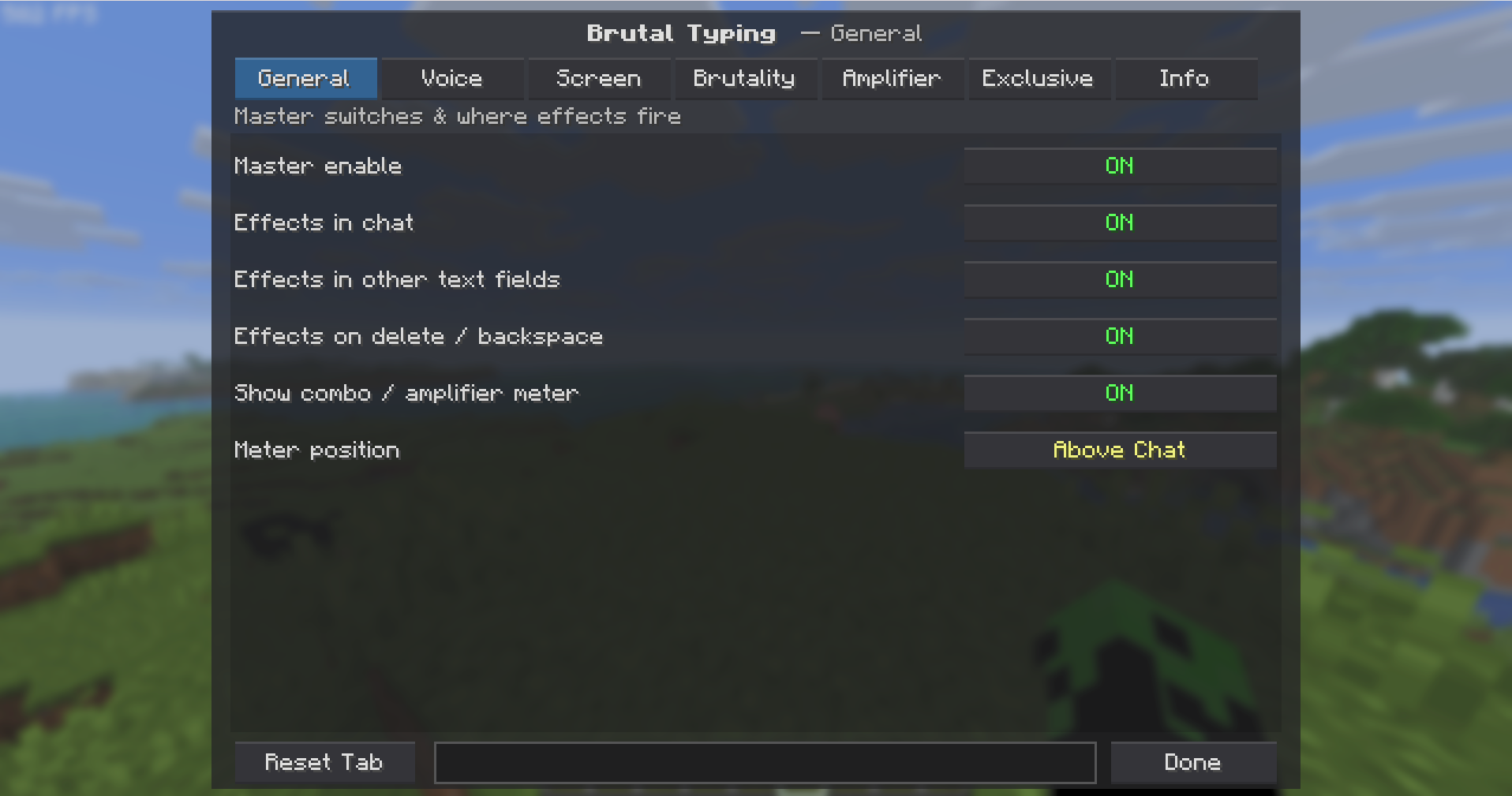 Settings UI of the mod
