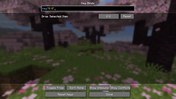 Key Binds Screen with Controlling search