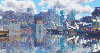 Find the map here! https://www.planetminecraft.com/project/khiessal-medieval-cliffside-harbor-city/