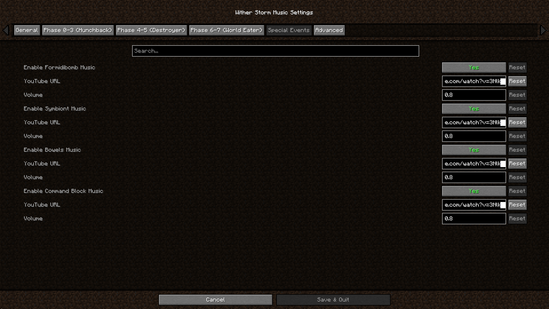 Special Events config