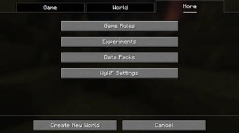 WyWF Settings in World Creation menu