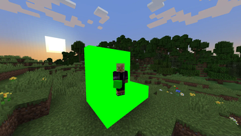 Green Screen Block placed down in the world