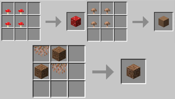 Red/Brown Mushroom Block, Rooted Dirt Recipe