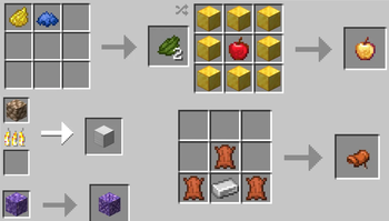 Green Dye, Enchanted Golden Apple, Iron Block, Saddle Recipe