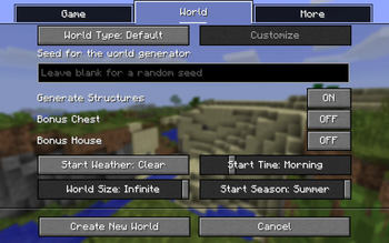 Create World Options
