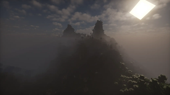 Fog covers the mountains
