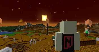 A picture of a Player watching as the trres glow...