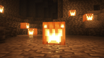 Jack O' Lantern Dumbkins in a cave