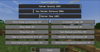 Waypoint Settings Menu