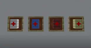 All the bandages (from left to right) bandage, water bandage, nether bandage, end bandage.