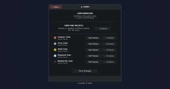 Coins/Ticket Configuration