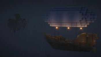 An airship at night