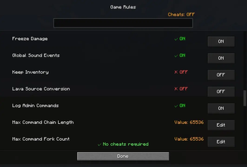 Gamerule Menu