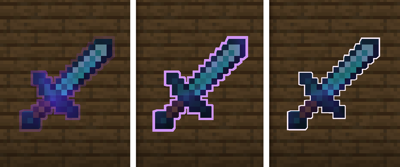 An image showing off different effects on enchanted diamond swords