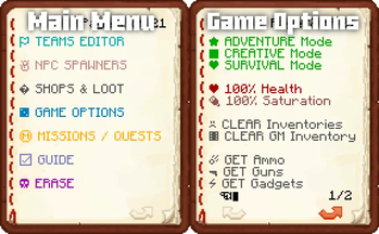 Game Master's Book - Main Menu and Game options